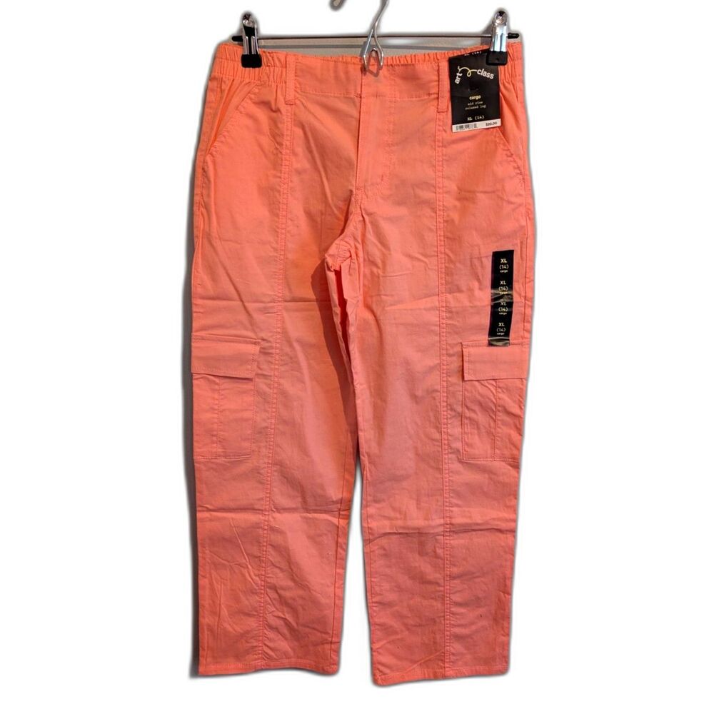 Art Class Girls Cargo Mid Rise, Relaxed Leg Pants Pom Pom Pink Size XL (14) - Picture 1 of 5